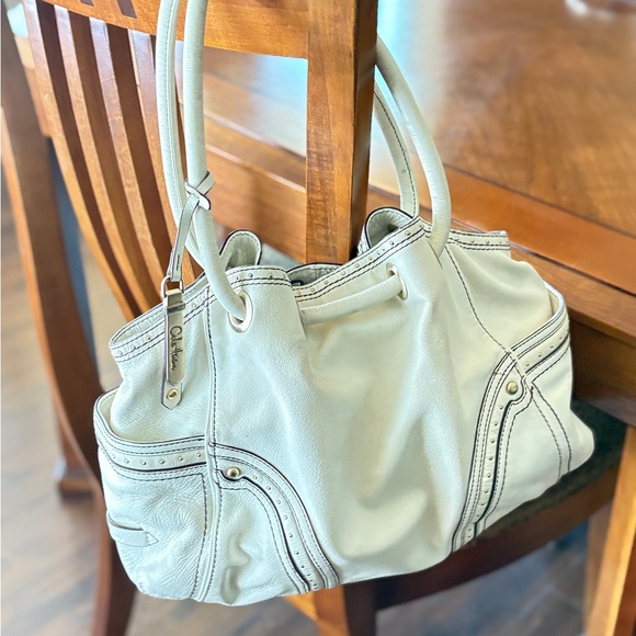 Cole Haan Soft Gray Leather Shoulder Bag - Picture 1 of 3